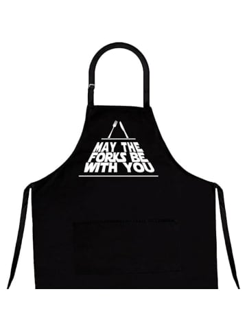 COFI 1453 Kochschürze "May the Forks be with you" für Herren in Schwarz