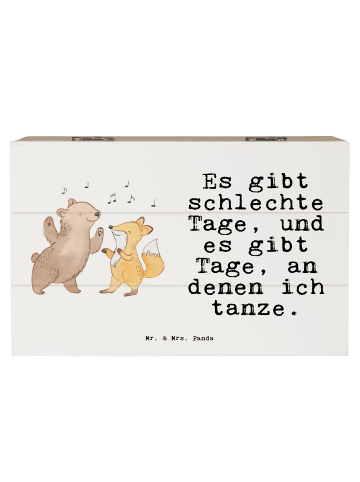 Mr. & Mrs. Panda Holzkiste Hase Tanzen mit Spruch in Weiß