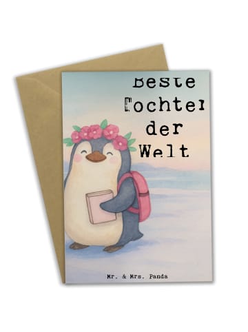 Mr. & Mrs. Panda Grußkarte Pinguin Beste Tochter der Welt Design... in Weiß