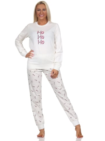 NORMANN Schlafanzug Weihnachten langarm Bündchen - 88727 in creme