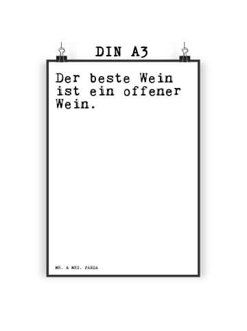 Mr. & Mrs. Panda Kunstdruck Der beste Wein ist... mit Spruch in Weiß