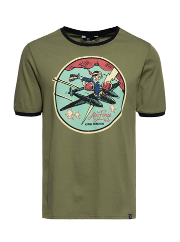 King Kerosin King Kerosin Contrast T-Shirt Airforce 42 in olivgrün