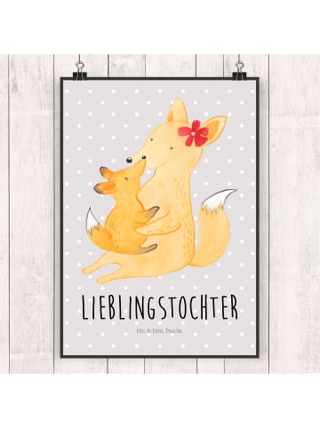 Mr. & Mrs. Panda Poster Fuchs Mama mit Spruch in Grau Pastell