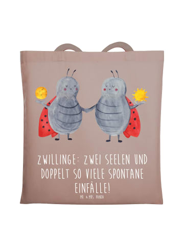 Mr. & Mrs. Panda Stofftasche Zwillinge Abenteuer mit Spruch in Braun Pastell