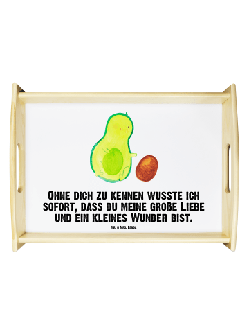 Mr. & Mrs. Panda Snack Tablett Avocado Kern rollt mit Spruch in Weiß
