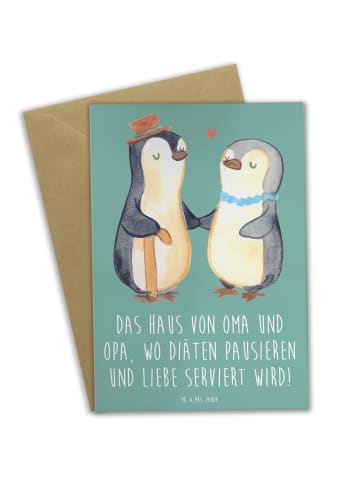 Mr. & Mrs. Panda babykarte Großelternliebe mit Spruch in Meeresbrise