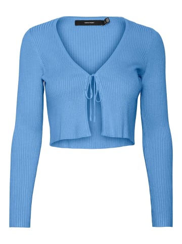 Vero Moda Gerippte Strickjacke Langarm mit Schleife VMGLORY in Babyblau