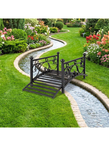 COSTWAY Gartenbrücke Metal 101,5 cm in Schwarz