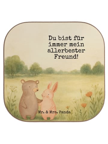 Mr. & Mrs. Panda Glas-Untersetzer Bär und Hase Umarmen Design mi... in Weiß