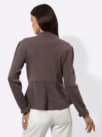creation L Modal-Mix-Strickjacke in dunkeltaupe