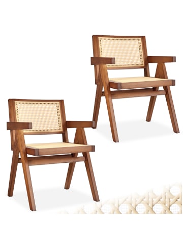 tectake Armlehnstuhl im Boho-Stil, 59 x 56,5 x 82,5 cm, Belastbarkeit 120 kg