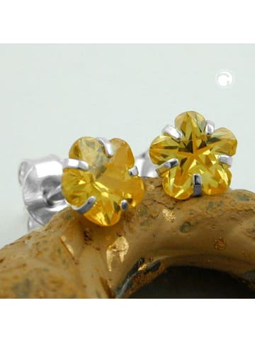 Gallay Ohrstecker Ohrring 5mm Blume Zirkonia citrin gelb Silber 925 in silber