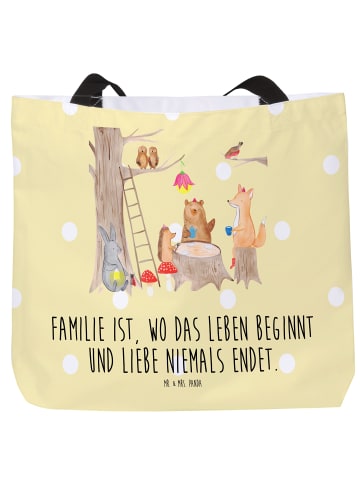 Mr. & Mrs. Panda Tote Bag Waldtiere Picknick mit Spruch in Gelb Pastell