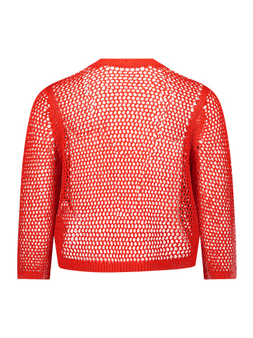 Betty Barclay Grobstrickjacke mit Lochmuster in Hibiscus Red