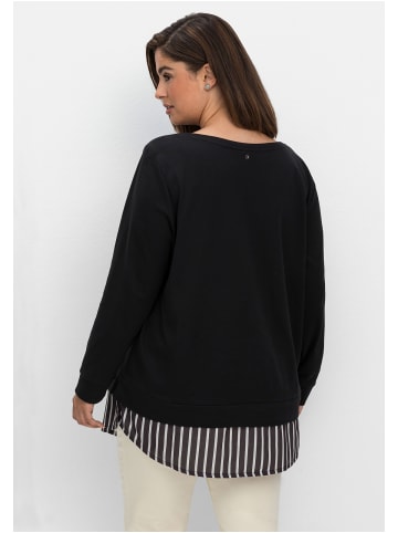 sheego Langarmshirt in schwarz