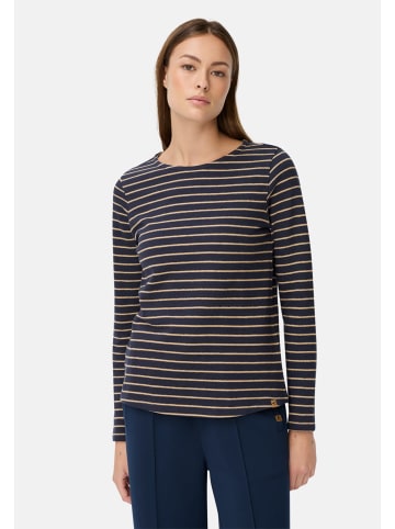 Camel Active Langarm-T-Shirt aus Bio-Baumwolle in Blau gestreift