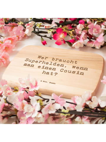 Mr. & Mrs. Panda Jausenbrett Spruch Cousin Held mit Spruch in Transparent