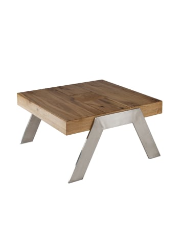 58 aufm Kessel COUCHTISCH Chaitra 67x65x35 ohne Funktion Edelstahl/Wildeiche Antik