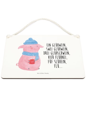 Mr. & Mrs. Panda Schild Schweinchen Glühwein mit Spruch in Weiß