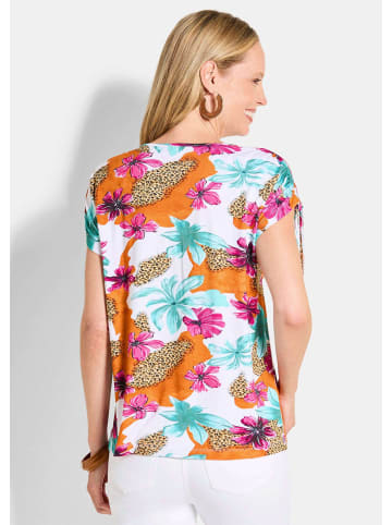 GOLDNER Kurzgröße:  Blusenshirt mit floralem Print in bunt / gemustert