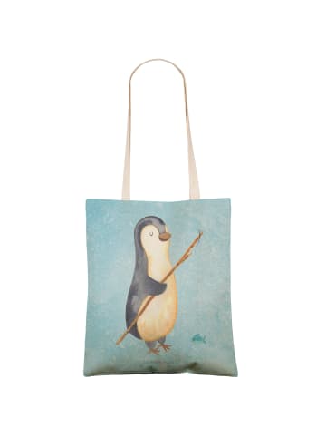 Mr. & Mrs. Panda Einkaufstasche Pinguin Angler ohne Spruch in Eisblau