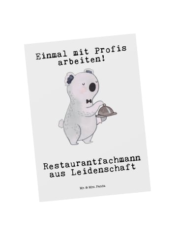 Mr. & Mrs. Panda Postkarte Restaurantfachmann Leidenschaft mit S... in Weiß