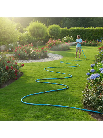 relaxdays Gartenschlauch in Hellblau - 100 m