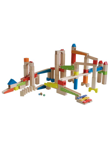 roba Holz-Kugelbahn 100-tlg – Murmelbahn, variabel aufbaubar, Motorikspielzeug