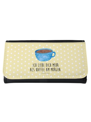 Mr. & Mrs. Panda Damen Portemonnaie Kaffee Tasse mit Spruch in Gelb Pastell