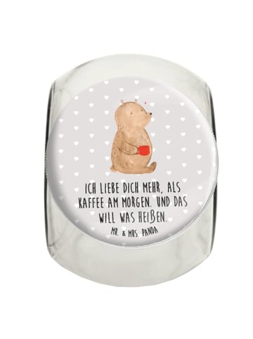 Mr. & Mrs. Panda Teedose Bär Morgenkaffee mit Spruch in Grau Pastell