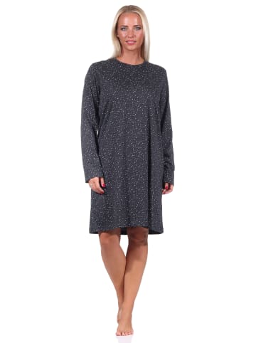 NORMANN Nachthemd Bigshirt langarm Punkte Tupfen - 69821 in anthrazit
