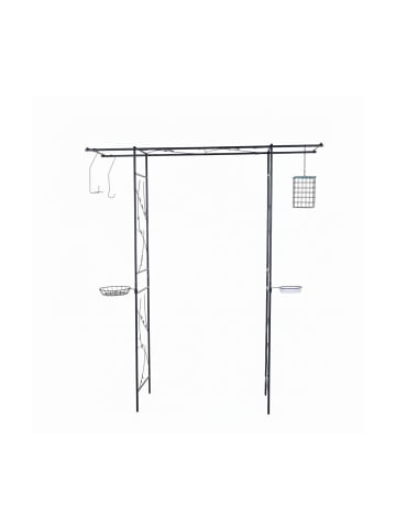 relaxdays Rosenbogen "Vogelparadies" in Schwarz - (B)210 x (H)208 x (T)50 cm