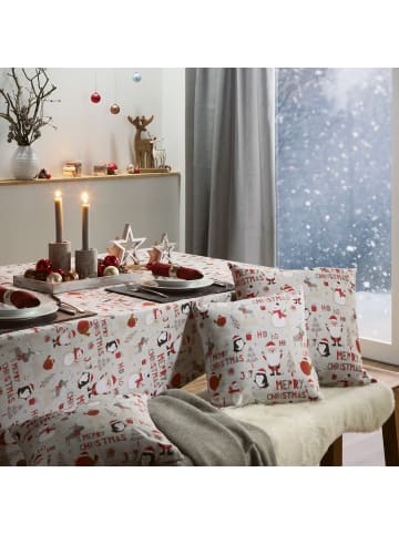 Erwin Müller Baumwollmischung Kissenhülle in grau-rot