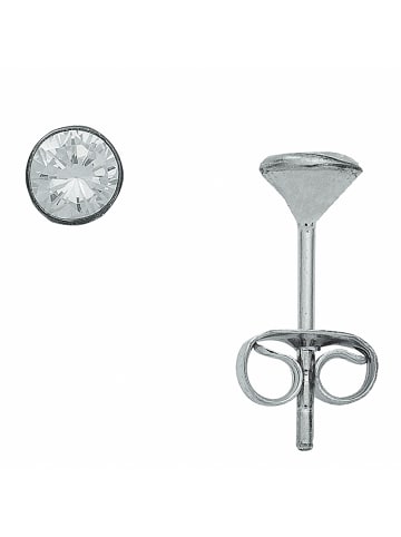 Adeliás Damen 925 Silber Ohrringe / Ohrstecker mit Zirkonia Ø 4,5 mm in silber