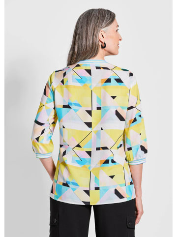 GOLDNER Viskose-Tunika mit 3/4-Arm und multicolorem Druck in gelb / schwarz / gemustert