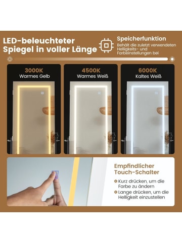 COSTWAY Schmuckschrank mit LED & Ablage in Weiß