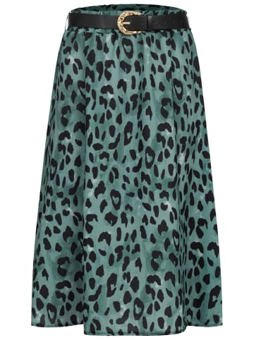 Cloud5ive Cloud5ive Damen Cloud5ive Damen Crepe Rock mit Leo Print inklusive Gürtel in green