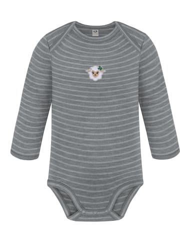 Normani Outdoor Sports Baby Merino Langarmbody und Hose in Grau gestreift