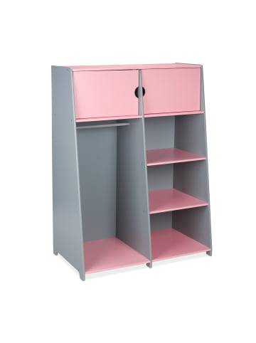 relaxdays Kindergarderobe in Rosa/ Grau - (B)90 x (H)120 x (T)48 cm