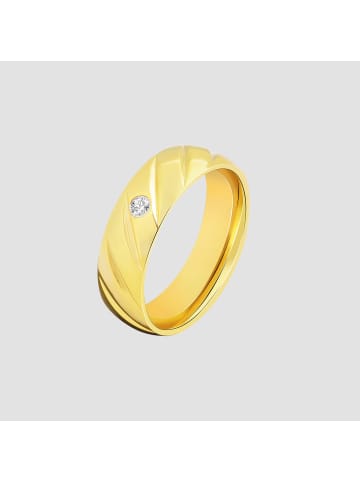 Adeliás Damen Ring aus Edelstahl mit Strass Steinchen in gold