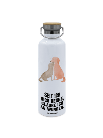Mr. & Mrs. Panda Große Trinkflasche Hunde Liebe mit Spruch in Weiß