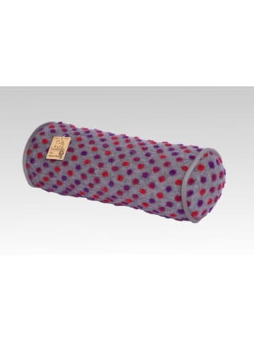 Linke Licardo Kissenrolle Nackenrolle Wolle Noppen 42 x 14 cm in silber