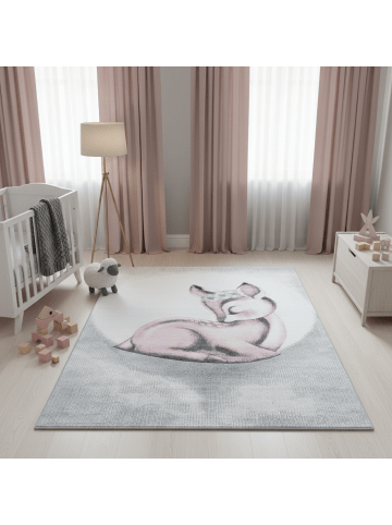 KADIMA DESIGN Kinderteppich Waschbar Reh COGNE Strapazierfähig OEKO-TEX Kinderzimmer