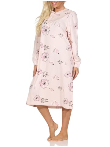 NORMANN Nachthemd langarm Kuschel interlock - 87463 in rosa