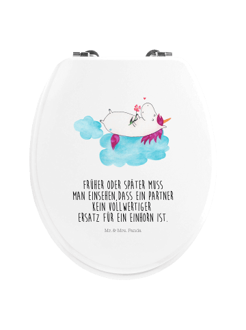 Mr. & Mrs. Panda Toilettendeckel Einhorn Verliebt mit Spruch in Weiß