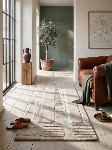 KADIMA DESIGN Wollteppich Kurzflor EDALE Abstrakt Handgetuftet Naturfaser Wohnzimmer in Natur