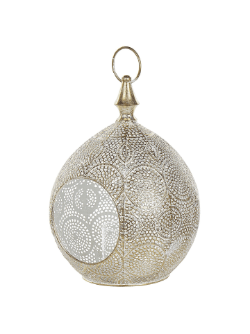 Beliani Laterne LAESO in Gold/Weiß - (W) 24 x (H) 33 x (L) 24 cm
