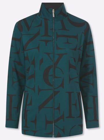Sieh an! Shirtjacke in petrol-schwarz-bedruckt