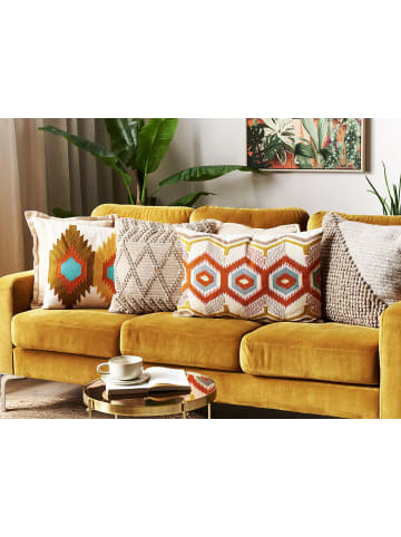 Beliani 2er-Set Dekokissen MAJRA in Bunt/Beige/Orange