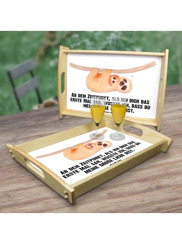 Mr. & Mrs. Panda Holztablett Faultier Kind mit Spruch in Weiß
